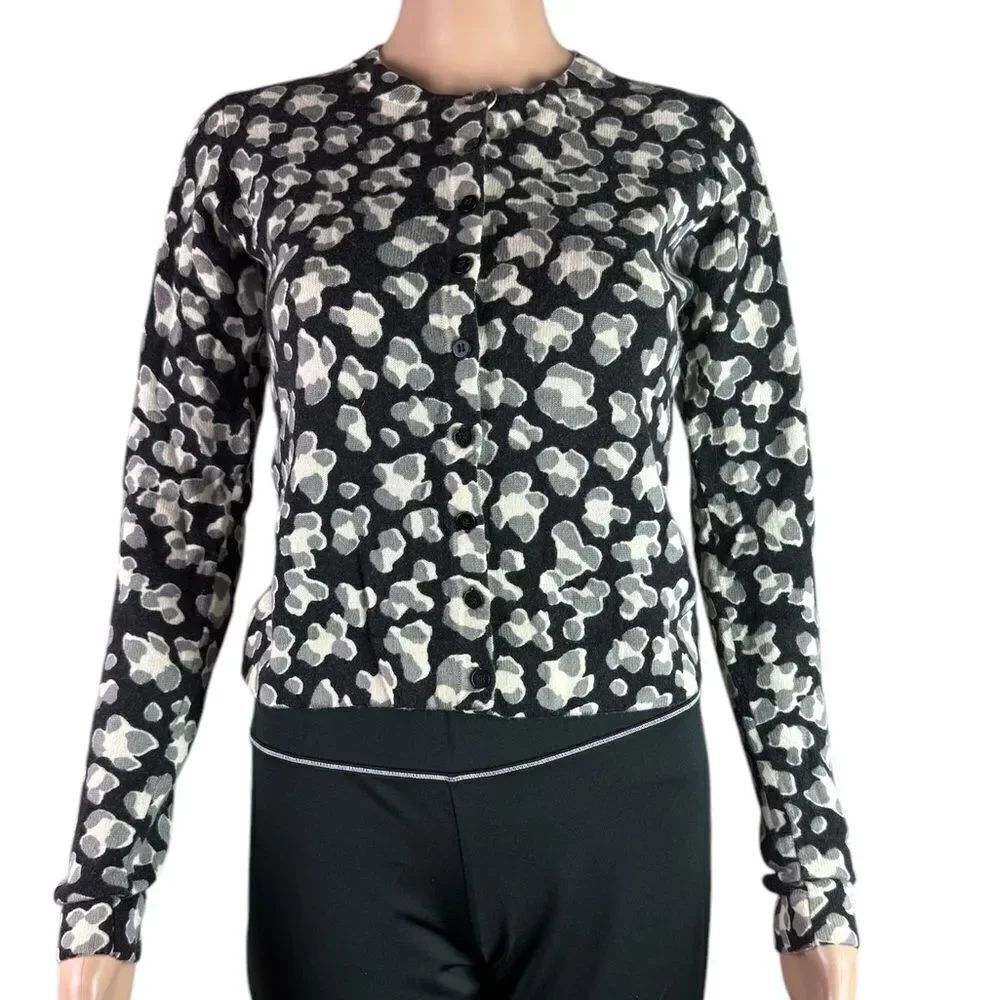 Diane Von Furstenberg Black and White Patterned Cardigan